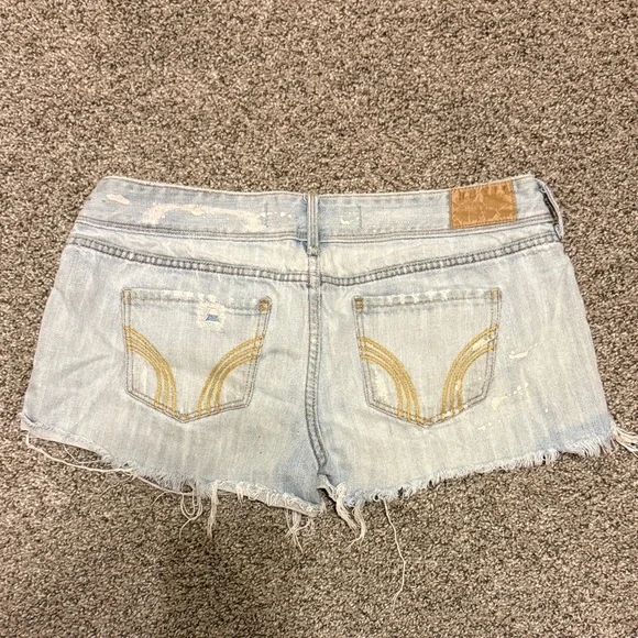 Hollister Light Blue Distressed Denim Cutoff Shorts - Picture 3 of 3